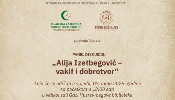 https://fondbosnjaci.co.ba/Panel diskusija ''Alija Izetbegović – vakif i dobrotvor''