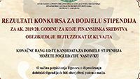 Rezultati konkursa za dodjelu stipendija za ak. 2019/20. godinu za koje finansijska sredstva obezbjeđuje Bejtuzzekat iz Kuvajta